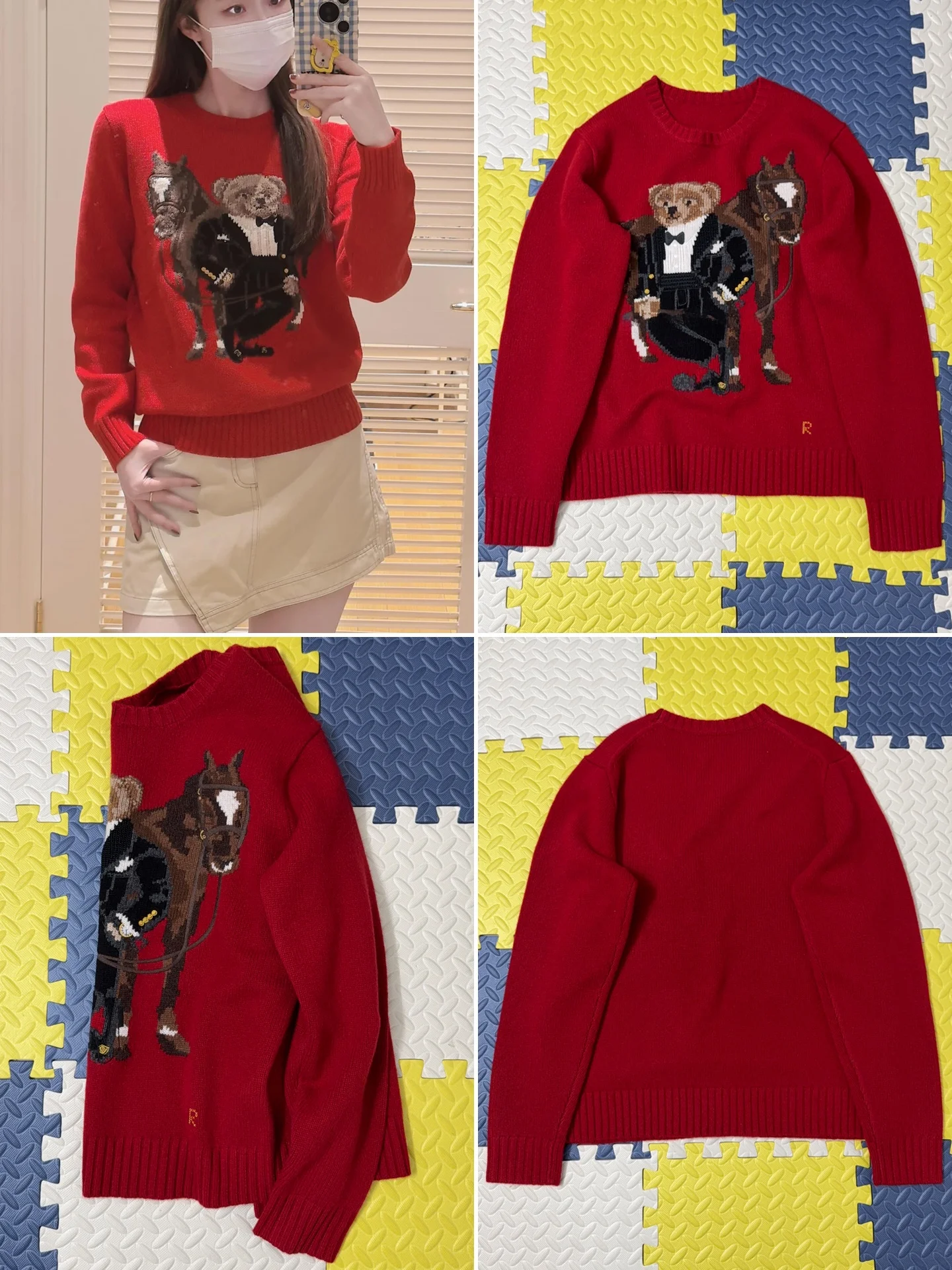 American Style Long Sleeve Red Bear Sweater Women's Knitted Top Loose Fit Casual Fashion Woolen Cardigan Spring Season - AliExpress Sweaters&Jumpers