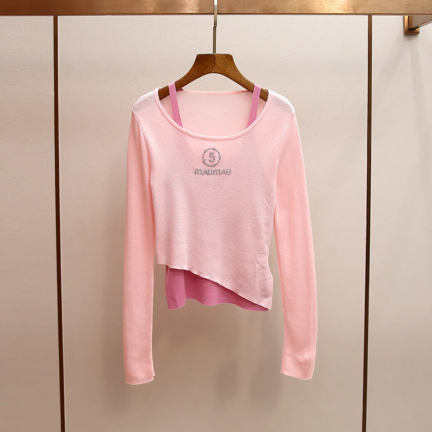MaSande High-End Women's Knitted Long Sve U-Ne Pink Spicy Girl Sle Fake Two-Piece Spring Summer New Arrival - AliExpress Sweaters&Jumpers