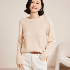 100% cashmere women's pullover casual solid color knitted sweater round neck thickened base Tops loose Blouse - AliExpress Sweaters&Jumpers