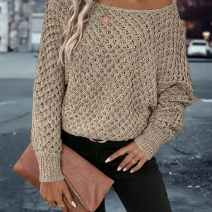 Women's Off-Shoulder Knit Pullover with Batwing Sleeves, Loose Fit, Autumn Casual Sweater - AliExpress Sweaters&Jumpers