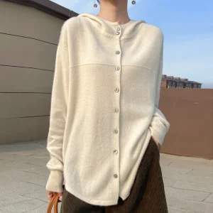 2024 Autumn and Winter New Dropshipping Wool Cardigan Lapel Women's Long Sleeve Soft Glutinous Hooded Ja - AliExpress Sweaters&Jumpers