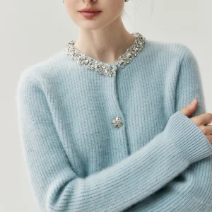 Ele Korean Sle Women's Camere Knitwear round Ne Sweater with Diamond Embelliment Slim Fit Single Button Cardigan - AliExpress Sweaters&Jumpers