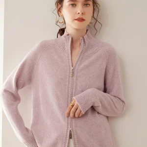 Basic Solid Zip-Up Cardigan Knitted Sweater Women's Soft Simple Warm Autumn Winter Casual Thick 100% Cashmere Loose Clothing Top - AliExpress Sweaters&Jumpers