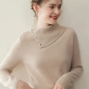 Autumn/Winter Women's 100% Pure Cashmere Pullover Casual Solid Knitted Sweater Loose Irregular Collar Tops Thickened Warm Jumper - AliExpress Sweaters&Jumpers