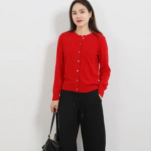Classic Red Woolen Knitted Sweater Basic Sle Women's Open Cardigan Comfortable Fit Versatile Korean Version Straight Cut - AliExpress Sweaters&Jumpers