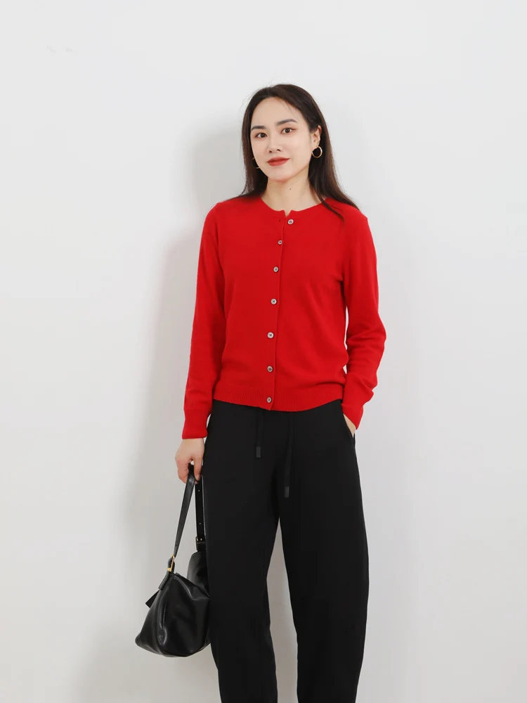 Classic Red Woolen Knitted Sweater Basic Sle Women's Open Cardigan Comfortable Fit Versatile Korean Version Straight Cut - AliExpress Sweaters&Jumpers