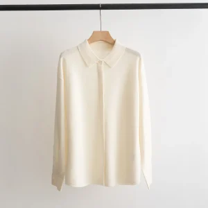 Autumn And Winter New Style Lapel Cashmere Wool Sweater Shirt Women'S Versatile Loose Casual Tops - AliExpress Sweaters&Jumpers