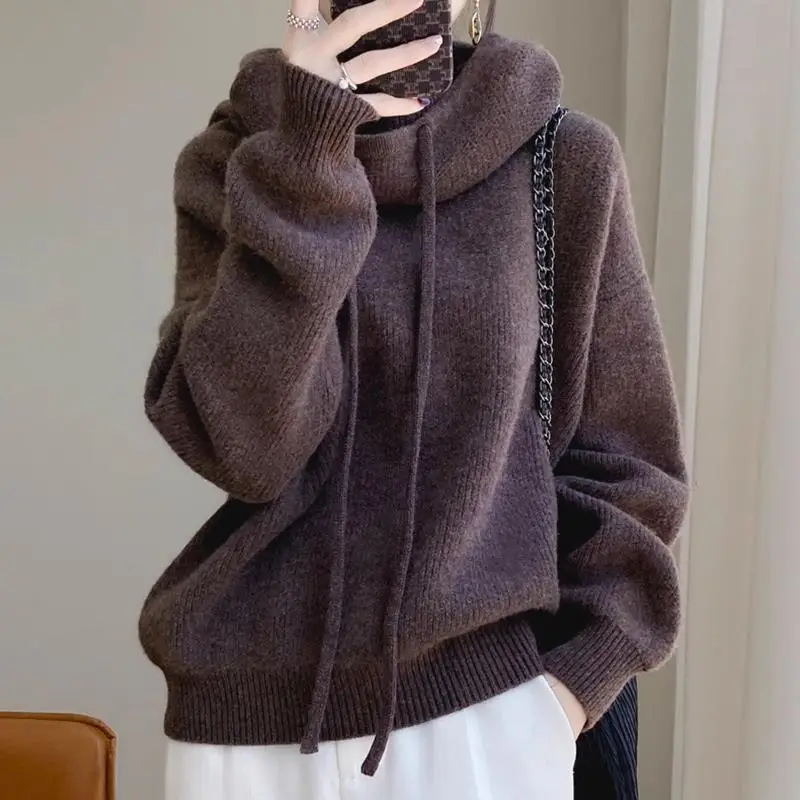 Lazy Wind Sweater Women's 2025 Winter New Solid Color Loose Thick Knitted Sweater Top European and American - AliExpress Sweaters&Jumpers