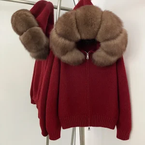 Knitwear Real Fur with Natural Fur Women's Cardigan Pulls Femmes Winter Clothing Sweater Women Trends 2025 Hooded Zip-up Sweater - AliExpress Sweaters&Jumpers