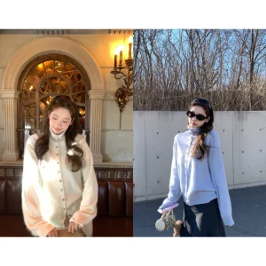 Imxiang Women's Camere Knitted Sweater Soft Woolen High Collar Fce Warm Long Sve Cardigan Commute Sle Winter Faion - AliExpress Sweaters&Jumpers