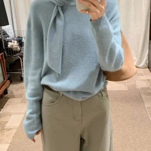 Korean Sle Blue Bear Fur Knitted Sweater Women's Spring New Ele Simple Aosphere Sense Tied up Top Long Sve - AliExpress Sweaters&Jumpers