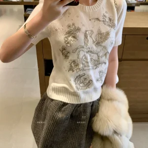 Slimming Effect Heavyweight Camere Embroidered ort Sve Knitwear Casual Sle round Ne Casual Spring Faion for Women - AliExpress Sweaters&Jumpers