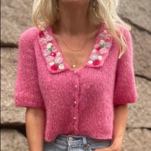 Women's Short Sleeve V-neck Sweater, Versatile Knit Shirt, Small Fragrant Top, New Style, Fashionable, Summer - AliExpress Sweaters&Jumpers