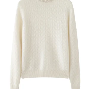 CHICUU Women's 100% Cashmere Sweater Beading Collar O-neck Pullover Office Lady Grace Luxury Pullover Autumn Winter Cashmere Top - AliExpress Sweaters&Jumpers