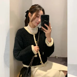 Faionable ort Knitted Cardigan for Women with Small Gold Buttons Autumn Winter Slimming YUM STAR Brand Long Sve Reg... - AliExpress Sweaters&Jumpers
