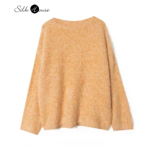 2025 Women's Autumn/Winter New Flower Orange 5% Cashmere 95% Wool Comfortable Soft Sticky Pulley Round Neck Long Sleeve Sweater - AliExpress Sweaters&Jumpers