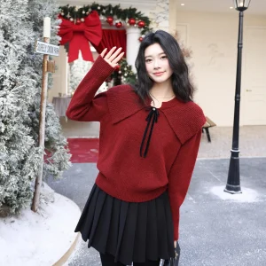 Warm Woolen Knitted Sweater with Doll Collar by Old Yang Faionable Casual Loose Fit Long Sve Thi Winter Women's Top - AliExpress Sweaters&Jumpers