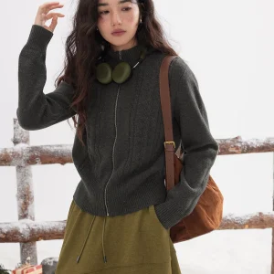 Solighter Women's Woolen Zipper Ne Knitwear Winter Faion Casual Long Sve  Color Stand Collar Sweater Commute Sle - AliExpress Sweaters&Jumpers