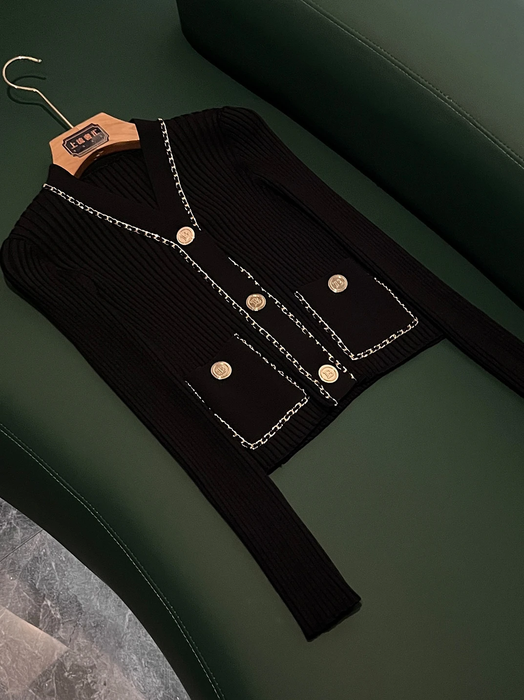 ort Knitted Cardigan V-Ne Long Sve Metal Bule Decorative Chain Women's Faion Spring 2026 OL Sle Regular Thin - AliExpress Sweaters&Jumpers