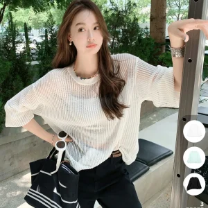 Meiyang Knitted Long Sve round Ne Transparent Vertical Stripe Sweater Commute Sle Loose Fit Regular Length Autumn Piece - AliExpress Sweaters&Jumpers