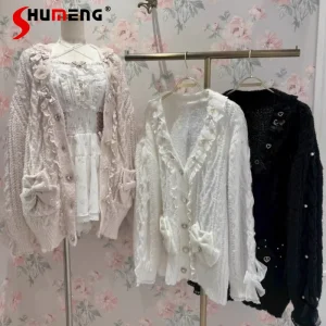 Spring Japanese Liz Mass-Produced Soft Knit Cardigan Jacket Girls Women's Lolita Heart Button Large Bow Loose Sweater Coat 2026 - AliExpress Sweaters&Jumpers