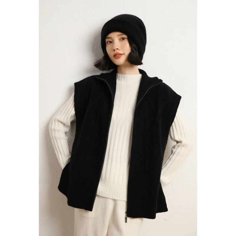 2025 Casual Women‘s Zip Vest Trendy Street Sleek Versatile Spring Autumn Winter Sweater Cashmere Knitwear 100% Cashmere Tops - AliExpress Sweaters&Jumpers