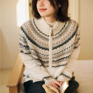 Goosa Wool Blend Knitted Sweater Zipper Collar Lazy Sle Women's Winter Long Sve Casual Comfortable Knitwear Top - AliExpress Sweaters&Jumpers