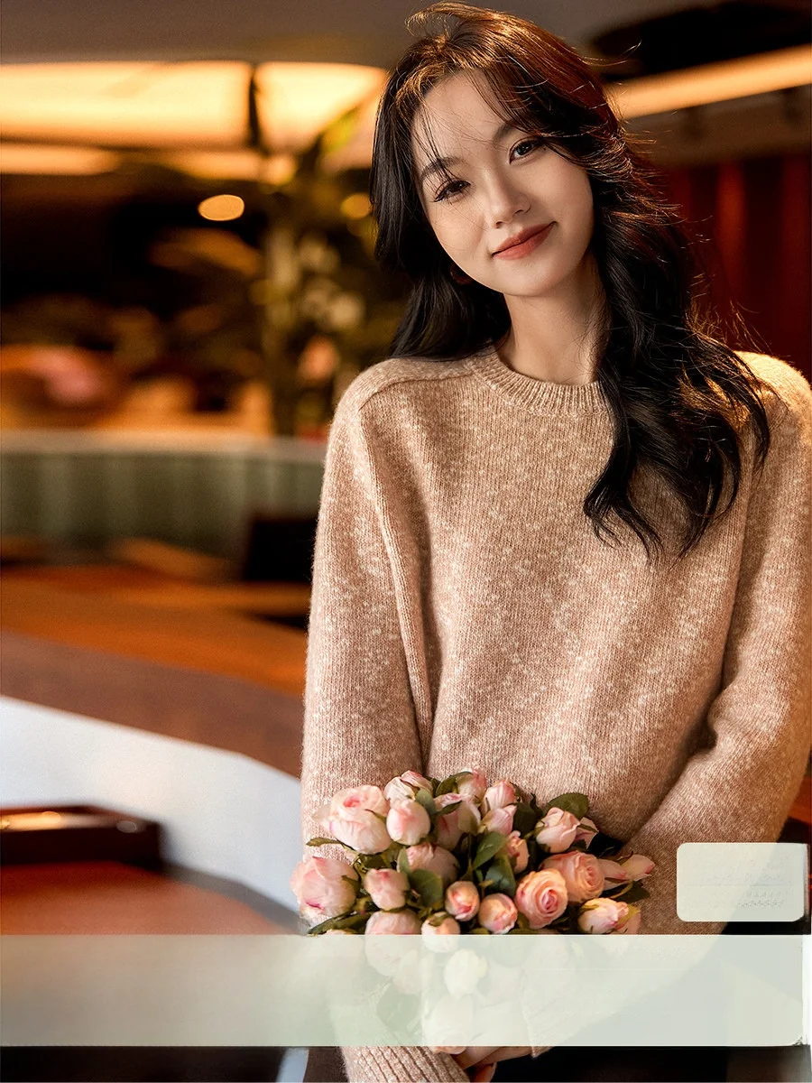 Soft Woolen Knitted Sweater Gentle Snowflake Texture Camere Wool Skin-friendly Casual round Ne Warm Winter Women's Top - AliExpress Sweaters&Jumpers