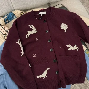 HEIDD Early Spring 2026 Cartoon Animal Patchwork Embroidered round Ne Long Sve Women's Knitted Woolen Sweater Cardigan - AliExpress Sweaters&Jumpers