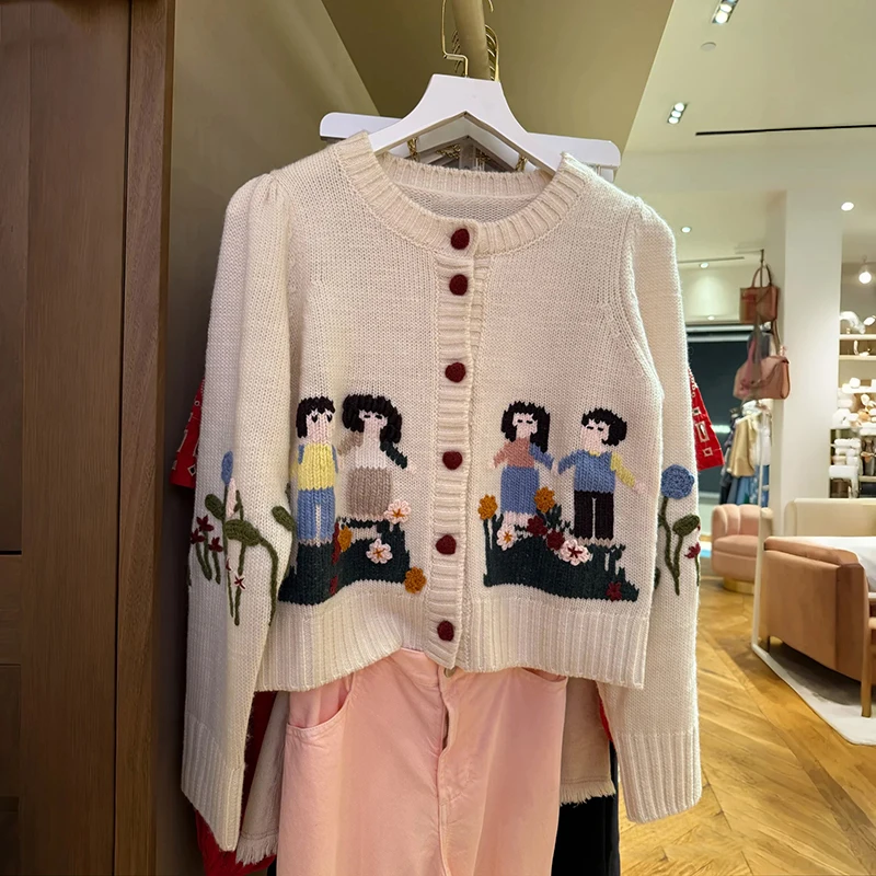 Autumn Winter Women's Knitted Sweater round Ne Single Button Decoration Crochet Sve Long Commute Sle Warmth Heating - AliExpress Sweaters&Jumpers