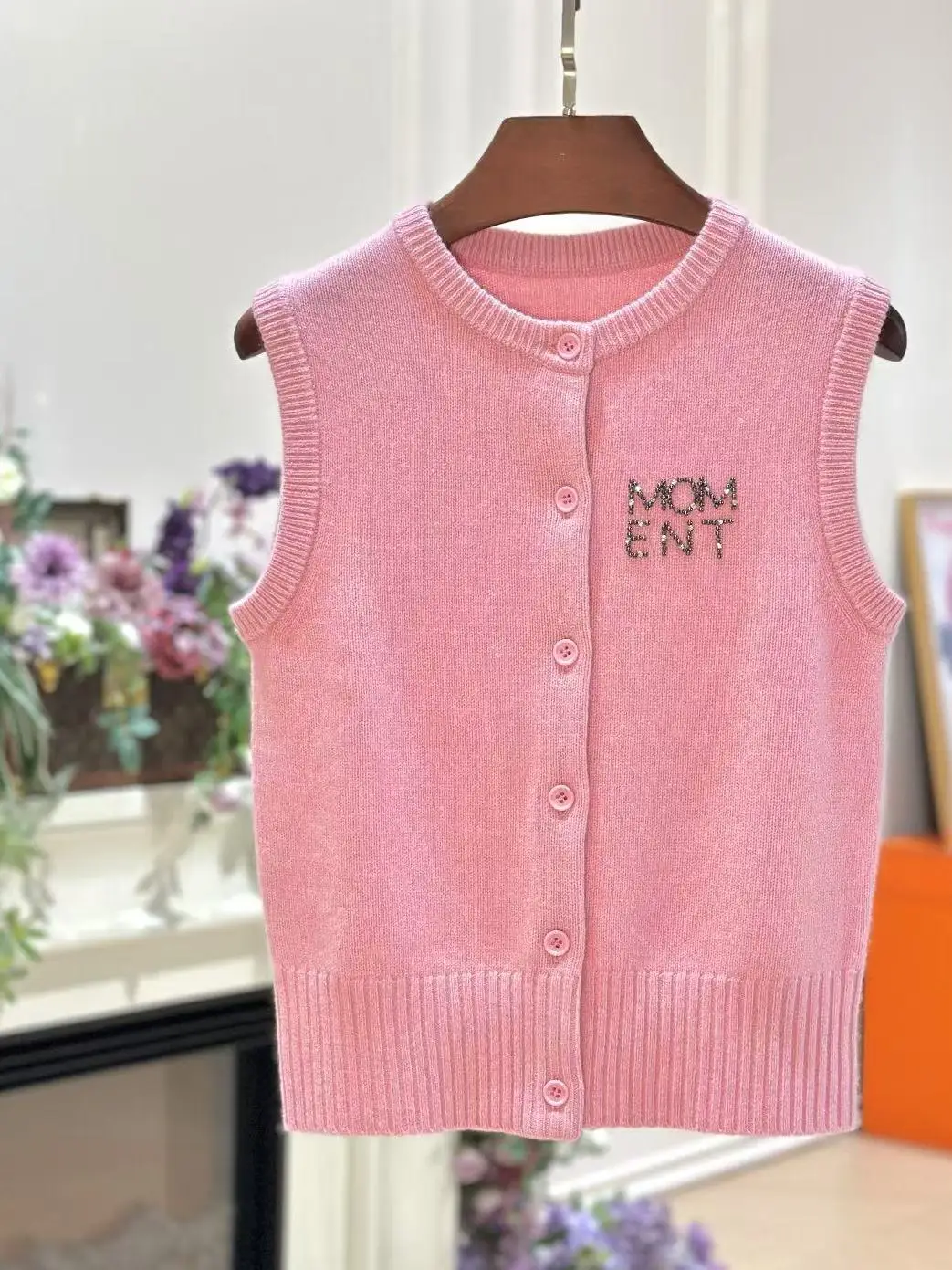 Pure Wool Blend ort Svel Knitted Vest Women's round Ne Single Button Embellied Letter French Sle Warm Ciwalk ... - AliExpress Sweaters&Jumpers