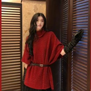 Limited Time Red Sweater for Women Casual Loose Fit Polyester Fiber Knittedwear Comfortable Soft Color  Spring Autumn - AliExpress Sweaters&Jumpers