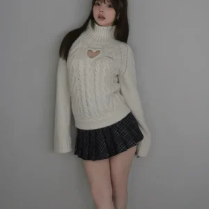 Japanese Fashion Lady Autumn Winter High Collar Pullover Top All-match Knitted Jumpers Women Hollow Out Casual Knitting Sweaters - AliExpress Sweaters&Jumpers