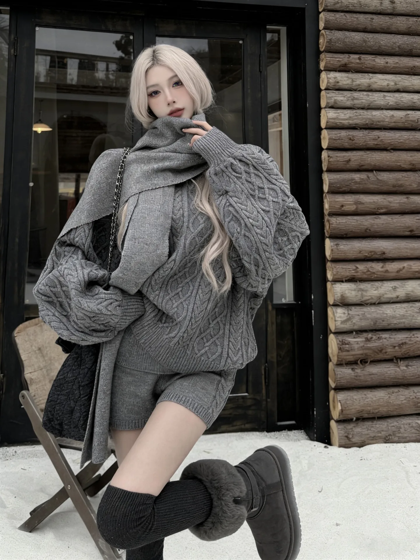 Faionable Knitted Sweater Set with Lantern Sve round Ne Soft Warm Thiened Tee-piece Women's Clothing for Autumn Wi... - AliExpress Sweaters&Jumpers