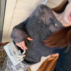 Early Spring Heavy Embroidery Alpaca Wool Base irt Versatile Gentle Sle Flower Patterned Women's Knitted Top - AliExpress Sweaters&Jumpers