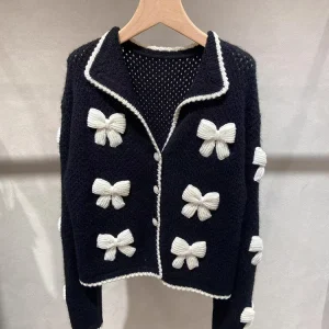 Luxury Women's Knitted Cardigan Sweater  Knot Fragile Style Long Sleeve Short Length Regular Fit Autumn Fashion - AliExpress Sweaters&Jumpers