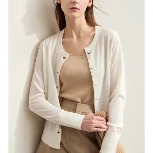 Amii Minimalism Knitted Cardigan For Women 2025 Autumn New Commuter Basic O-Neck Metal OT Button Fashion Lady Wool Tops 12443165 - AliExpress Sweaters&Jumpers