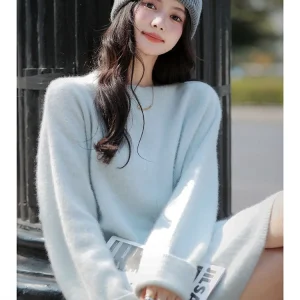 Classic round Ne  Fur Wool Skirt Midi Length A-Line ape Woolen Dr Versatile for All People Commute Sle Knitted Sw... - AliExpress Sweaters&Jumpers