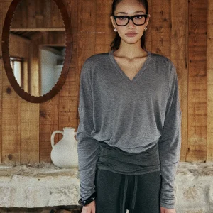 Betchow Soft Wool Blend Color Blo V-Ne Knitwear ey Commute Sle Base irt Loose Fit Long Sve Pure Color - AliExpress Sweaters&Jumpers
