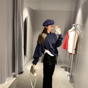 Blue Woolen Cowl Ne Sweater by Vcruan Winter 2025 Loose Fit Online Exclusive Commute Sle Full Wool Coat New Arrival - AliExpress Sweaters&Jumpers