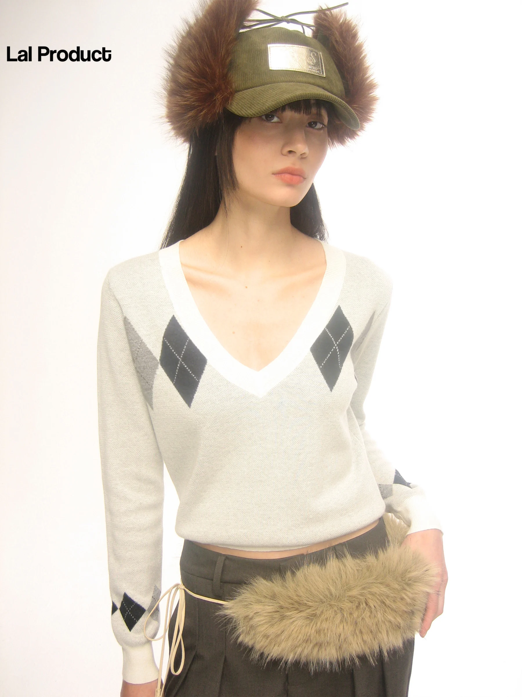 Retro College Sle ort Version V-Ne Knitted Wool Sweater Women's Loose Diamond Pattern Top Warm Breathable Casual Wear - AliExpress Sweaters&Jumpers