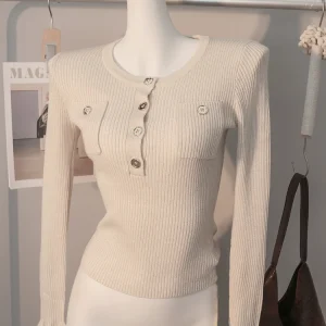 Slim Fit Long Sve round Ne Knitted Sweater iny Tead adient Pattern Wool Blend Casual Ele Women's Top - AliExpress Sweaters&Jumpers