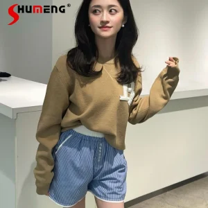 Classic Simple Versatile Long-sleeved Couple's Pullover Sweater Coat Japanese-style Three-dimensional Round Neck Knitwear Ladies - AliExpress Sweaters&Jumpers