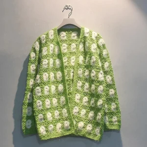 TIYIHAILEY Knitting Crochet Coat Women Hand Made Autumn Outerwear Full Sleeve  Cardigan Loose Coat Sweaters Green Custom Made - AliExpress Sweaters&Jumpers
