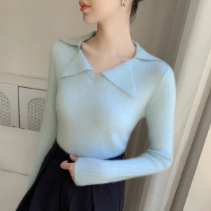 Women's 100% Pure Cashmere Pullover Sweater Slim Fit Double Collar Warm Jumper Casual Solid Color Knitted Top for Autumn/Winter - AliExpress Sweaters&Jumpers