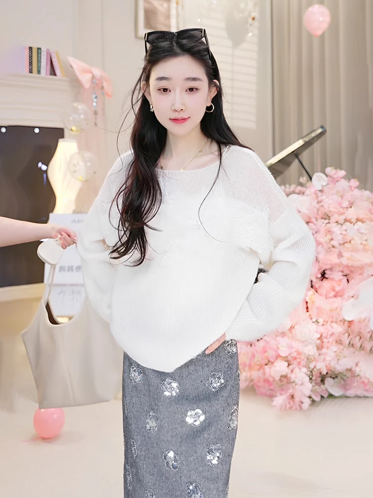 OUDOCKEE Thin Knitted Sweater Women's Inner Wear Outer Wear Spring New Design Elegant Top Cute Style Regular Fit Knitted Long... - AliExpress Sweaters&Jumpers