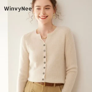 WinvyNee Women Cashmere Merino Wool Cardigans Sweaters Solid Casual Slim V Neck Casual Knitwears Winter Cropped Coats B1054032 - AliExpress Sweaters&Jumpers