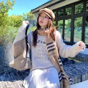 Cheeseandkisses Hand-Dn Letter Embroidery Large Sweater Skin-Friendly Warmth-Bearing Knitwear Comfortable Polyester Blend - AliExpress Sweaters&Jumpers