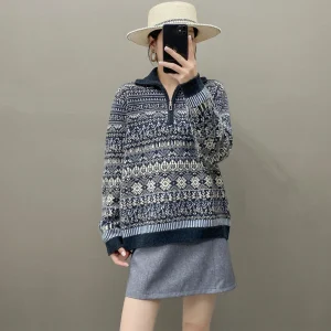 100% Cashmere Color-Blocked Half Zipper Turn-Down Collar Sweater Long Sleeves Pullover Soft Gentle Fashion Women's Clothing Top - AliExpress Sweaters&Jumpers