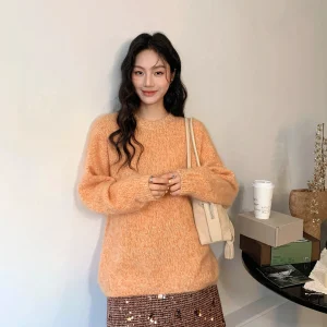 SRK Women's Knitted Wool Sweater round Ne Design Sensation Casual Versatile Comfortable Soft Long Sve Spring Autumn Winter - AliExpress Sweaters&Jumpers